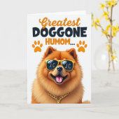 水玉模様のHumom犬カード カード (黄色い花)