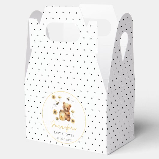 水玉模様はちみつ蜂テディベア赤ちゃんシャワー フェイバーボックス (オープン)