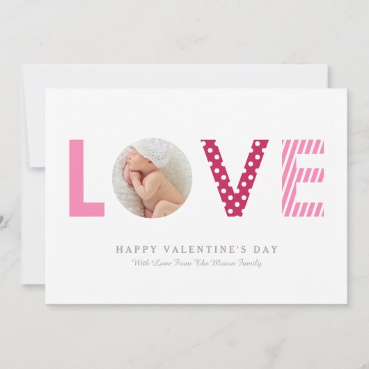 水玉模様は及びピンク|または赤を縞で飾ります 招待状 (正面)