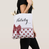 水玉模様は弓と模造します。 モノグラム トートバッグ (クローズアップ)