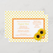 水玉模様ひまわり結婚ブライダルシャワー招待状 招待状 (正面/裏面)