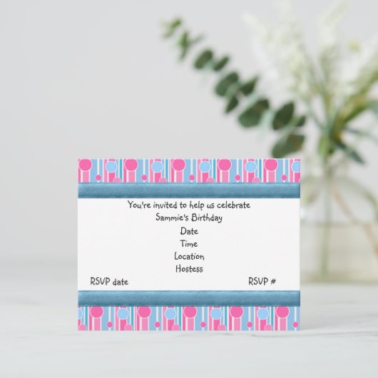 水玉模様をテーマにしたバースデーパーティ招待状 招待状 (スタンド正面)