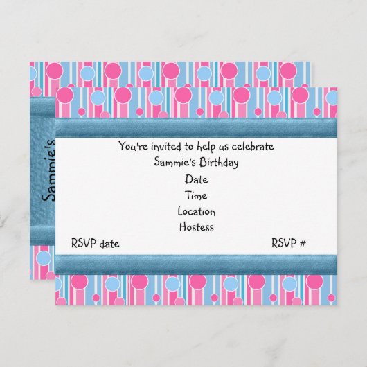 水玉模様をテーマにしたバースデーパーティ招待状 招待状 (正面/裏面)