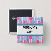 水玉模様をテーマにした誕生日ガールピン 缶バッジ (正面&裏面)