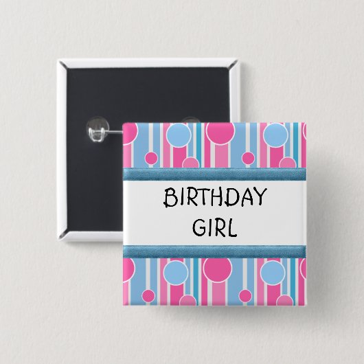 水玉模様をテーマにした誕生日ガールピン 缶バッジ (正面&裏面)