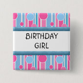 水玉模様をテーマにした誕生日ガールピン 缶バッジ (正面)