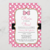 水玉模様をテーマにした誕生日パーティーの招待状 招待状 (正面/裏面)