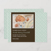 水玉模様アクア/ブラウン・ベビー発表 案内ポストカード (正面/裏面)