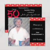 水玉模様アンドレッドバブル50誕生祝い 招待状 (正面/裏面)