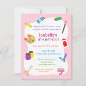 水玉模様アーツ&クラフツ子供の誕生日パーティー 招待状 (正面)