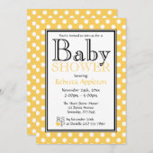 水玉模様イエローベビーシャワー招待状 招待状 (正面/裏面)