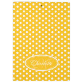 水玉模様イエロー名前をカスタムする及びイニシャルクリップボード クリップボード (裏面)