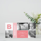 水玉模様イニシャルベビー誕生発表 案内状 (スタンド正面)