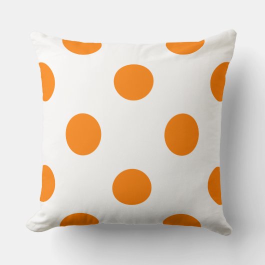 水玉模様イン白オンオレンジ クッション (正面)