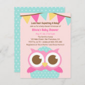 水玉模様エッグフクロウをテーマにしたベビーシャワー招待状 招待状 (正面/裏面)