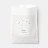 水玉模様エレガントベビーピンクボウガールベビーシャワー フェイバーバッグ (正面)