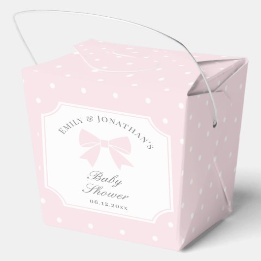 水玉模様エレガントベビーピンクボウガールベビーシャワー フェイバーボックス (裏面)