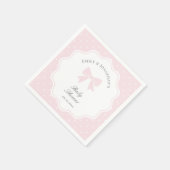 水玉模様エレガントベビーピンクボウベビーガールシャワー スタンダードカクテルナプキン (角)