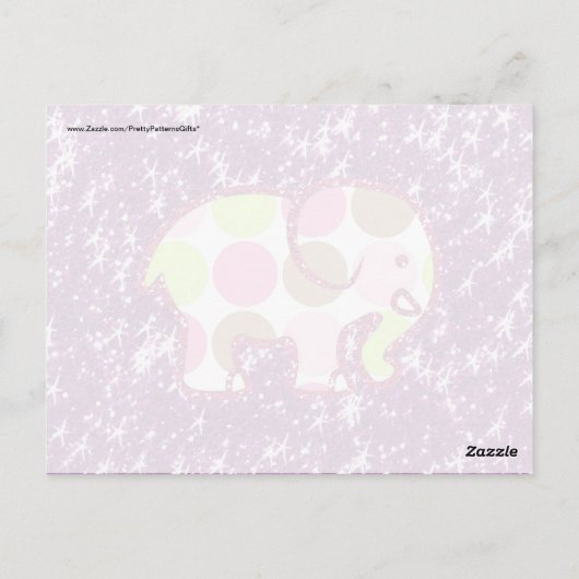 水玉模様エレファントスパークリーパープルガーリーギフト ポストカード (裏面)