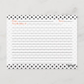 水玉模様オレンジデイジーレシピカード ポストカード (裏面)