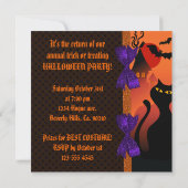 水玉模様オレンジパープルブラックハロウィーン 招待状 (裏面)