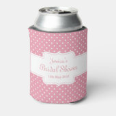 水玉模様オンピンク – ブライダルシャワー 缶クーラー (缶裏面)