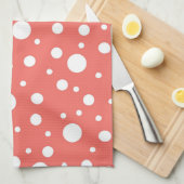 水玉模様オンリビングコーラル キッチンタオル (四つ折り)