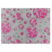 水玉模様カウピンクとホワイト カッティングボード (正面)