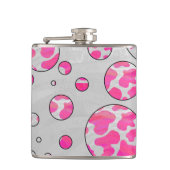水玉模様カウピンクとホワイト フラスク (正面)