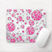 水玉模様カウピンクとホワイト マウスパッド (マウス)