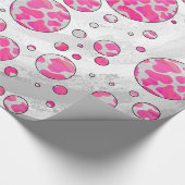 水玉模様カウピンクとホワイト ラッピングペーパー (角)