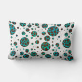 水玉模様カウブラウンおよびティール(緑がかった色)プリント ランバークッション (裏面)