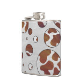 水玉模様カウブラウンおよびホワイトプリント フラスク (左)
