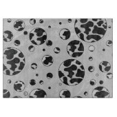 水玉模様カウブラックアンドホワイトプリント カッティングボード (正面)
