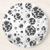水玉模様カウブラックアンドホワイトプリント コースター (正面)