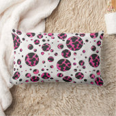 水玉模様カウホットピンクとブラックプリント ランバークッション (ブランケット)
