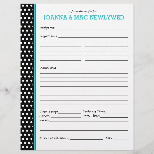 水玉模様カスタムターコイズアクセントレシピページ (正面)