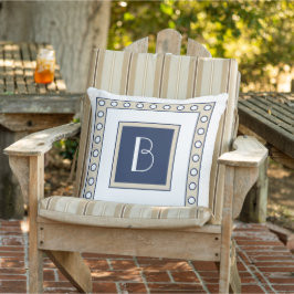 水玉模様カスタムトゥーペベージュダークネイビーブルー アウトドアクッション