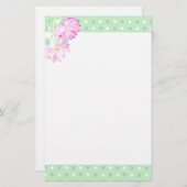 水玉模様カスタムノート、ピンクローズ 便箋 (正面/裏面)