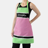 水玉模様カスタムホワイトオンネオンピンクグリーンブラック エプロン (インサイチュ)