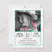 水玉模様カスタム写真 招待状 (正面)