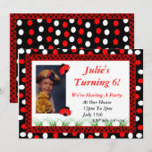 水玉模様カスタム写真 招待状 (正面/裏面)