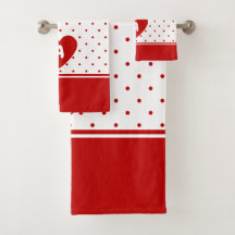 水玉模様カスタム赤白背景モノグラム