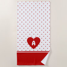 水玉模様カスタム赤白背景モノグラム