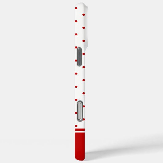 水玉模様カスタム赤白背景モノグラム Case-Mate iPhoneケース (裏面 / 右)