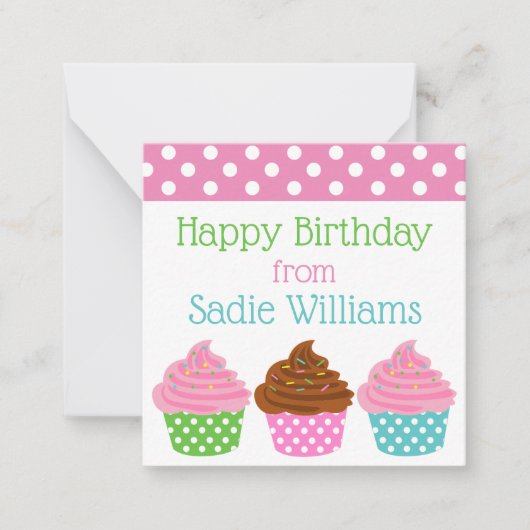 水玉模様カップケパーソナライズされたーキ贈答用包装カード ノートカード (正面)