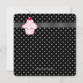 水玉模様カップケーキガールズ写真1st誕生日パーティー 招待状 (裏面)