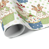 水玉模様カップケーキクリスマス ラッピングペーパー (ロールコーナー)