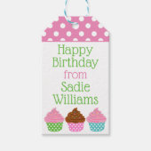 水玉模様カップケーキパーソナライズされたギフトラベル ギフトタグ (正面)