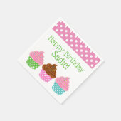 水玉模様カップケーキパーソナライズされたパーティーナプキン スタンダードカクテルナプキン (角)